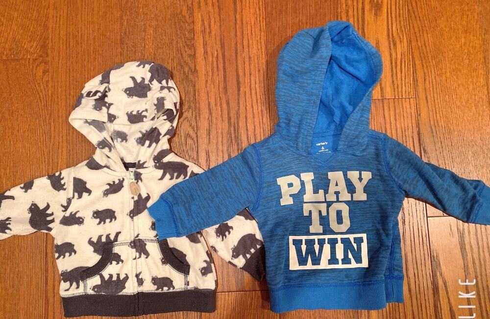 Carter's Baby Boy Hoodies Lot of 2 – 3M Bear & 6M 'Play to Win'